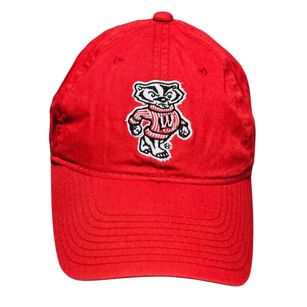 Wisconsin Badgers Bucky Mascot Red Snapback Hat NCAA College Cap‎ Madison